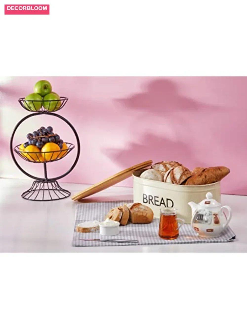 Premium Metal Bread Box with Bamboo Lid - Rust-Proof Galvanized Steel